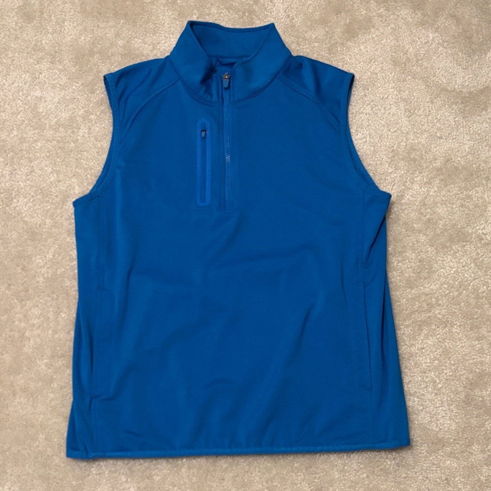 Walter Hagen Men’s 11 -Majors Blue Sleeveless Zip-Up Top with pockets